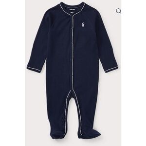 Ralph Lauren Cotton Jersey Footed Pjs in Navy
